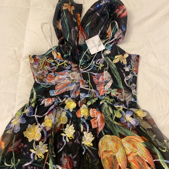 Marchesa notte embroidered midi tulle dress - Picture 5 of 10